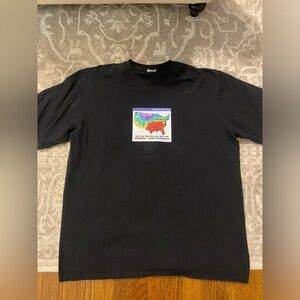 Supreme Black Graphic T-Shirt with Map Design